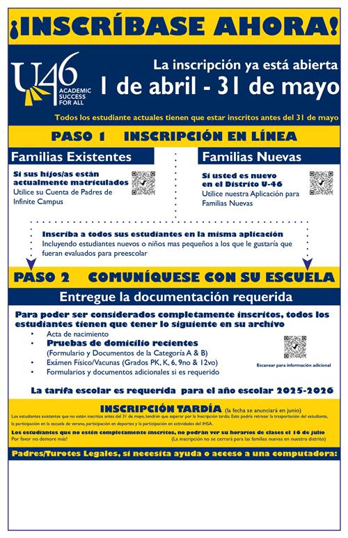 Spring Registration Poster Spanish