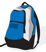 blue and grey backpack 