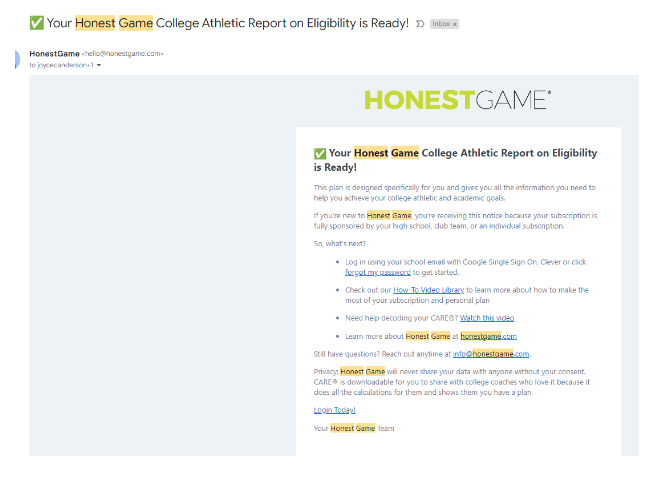 honest game email 