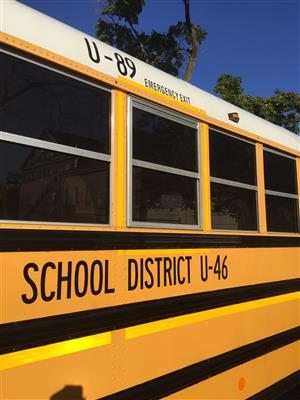 Close-up view of U-46 School Bus 